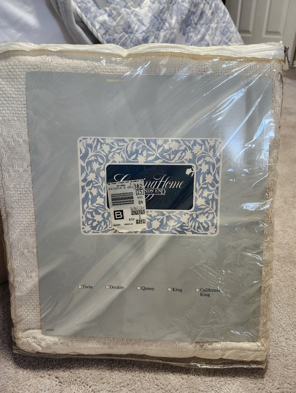 Coming‎ Home Vintage Lands End Stone Beige Woven Throw Blanket Pure Cotton Full